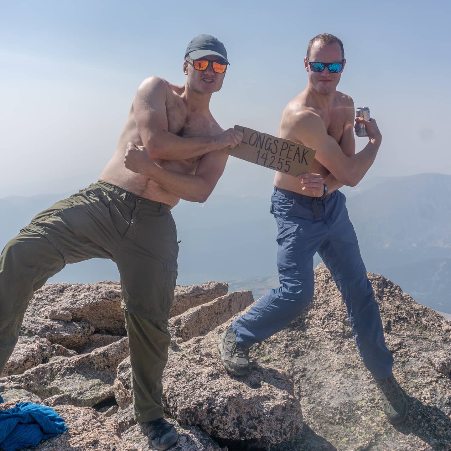 Top of longs peak from a few weeks ago! We started at 2am from the trailhead and finished around 6 pm. It was 15 miles and 4k feet of elevation gain. Smokey because of the fires. The first 3rd class 14er out in Colorado I've done!